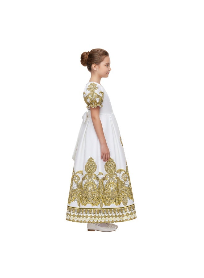 D'Daniela Majestic Gold Abaya Dress - White - Image 2